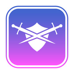 Shield and sword logo template. Protected icon.