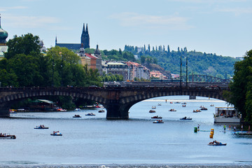 Charles Bridge in Prague. view from the bridge