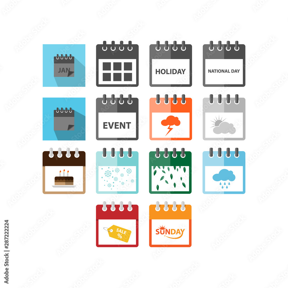 Poster calendar icon set vector image design on white background