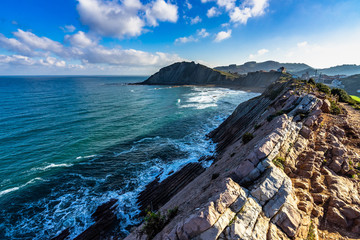 Breathtaking landscape of Basque Country Atlantic coast near Zumaia, Spain