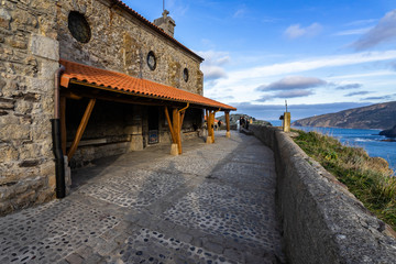 The hermitage of San Juan de Gaztelugatxe on the top of the islet, Bermeo, Basque Country, Spain