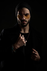 attractive bearded guy looking confident