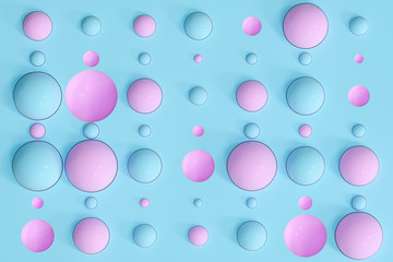 Lots of repeating spheres and wall, 3d rendering.