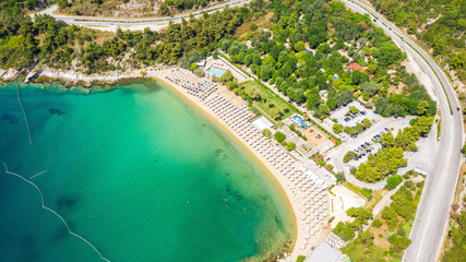 Aerial view at the beach. Beautiful natural seascape at the summer time.