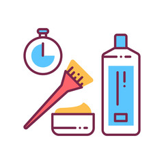 Procedure for hair restoration, botox, keratin color line icon. Hair treatment. Hairdresser services. Beauty industry. Pictogram for web page, promo.