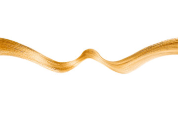 Blond shiny hair wave, isolated over white
