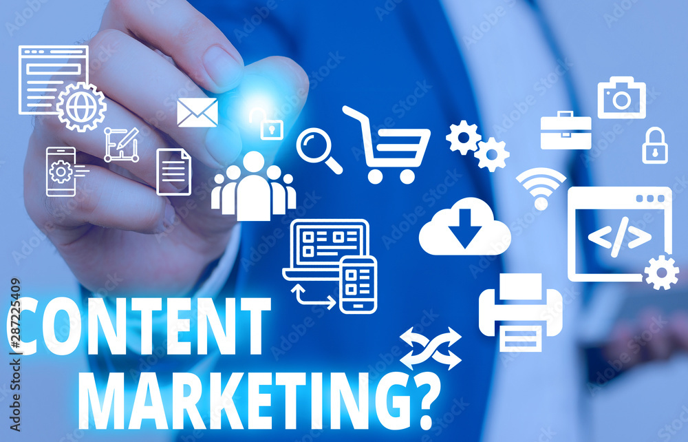 Poster text sign showing content marketing question. business photo text involves creation and sharing of o