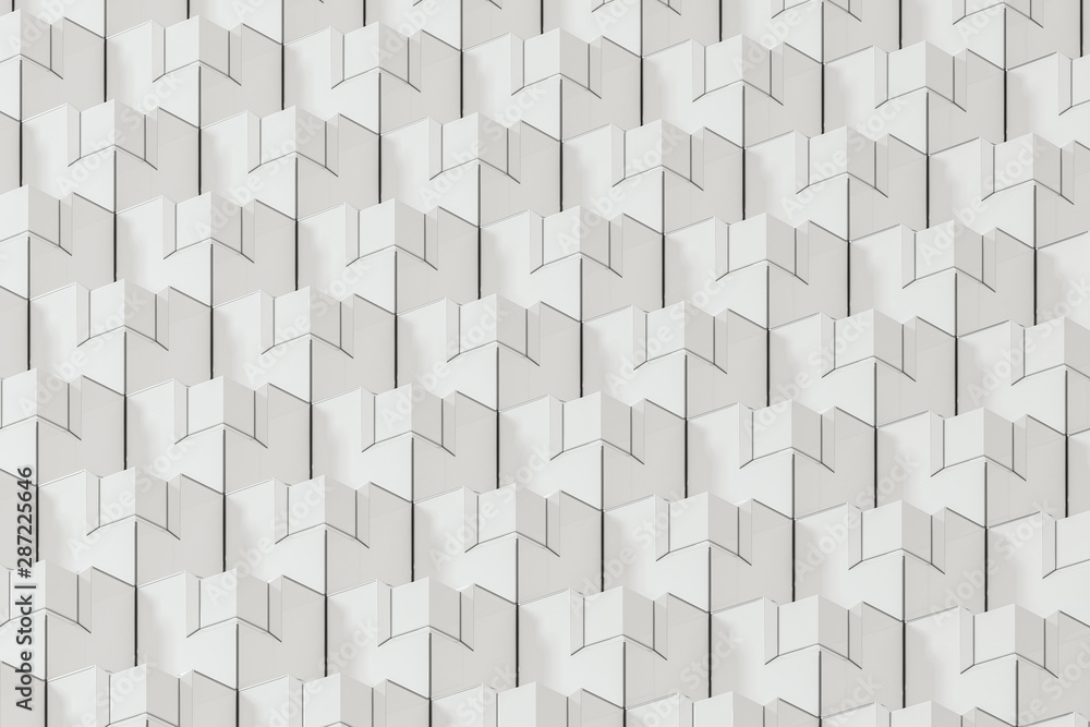 Poster the wall with duplicate squares stacked, 3d rendering.