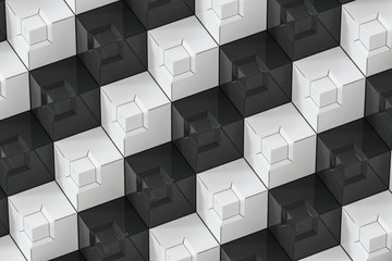 The wall with duplicate squares stacked, 3d rendering.
