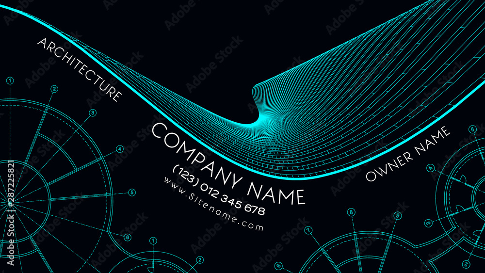 Poster elegant business card for an architect. abstract vector illustration. 3d architectural background fo