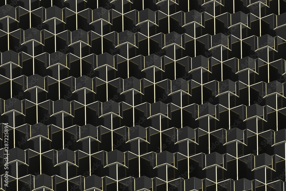 Poster the wall with duplicate squares stacked, 3d rendering.