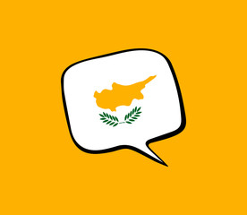 Speech bubble with the flag of Cyprus on the yellow background. Vector illustration