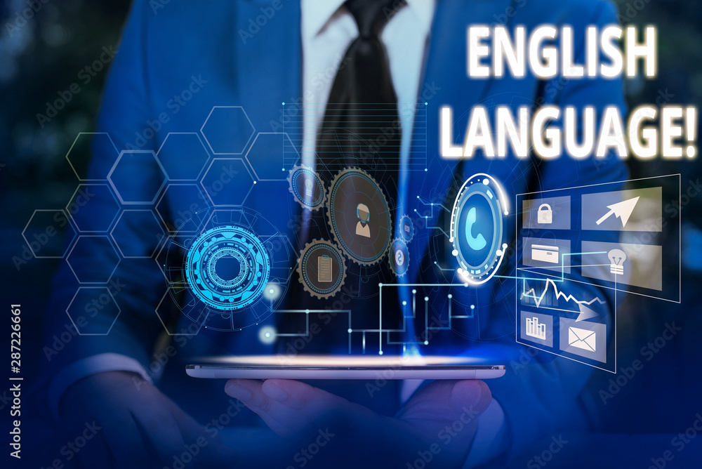 Poster writing note showing english language. business concept for third spoken native lang in world after 