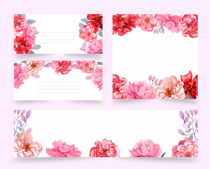 set of floral banners with flowers