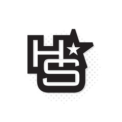 H S star retro vintage typography halftone logo badge template