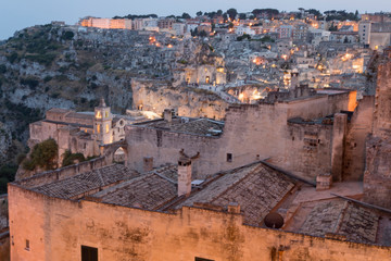 Naklejka premium View of the Sassi of Matera from a raised point