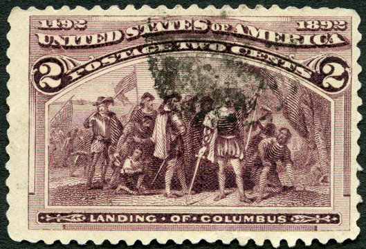 USA - 1922: shows Landing of Christopher Columbus (1451-1506), 1922