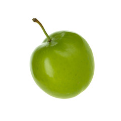 single green cherry-plum isolated on white background