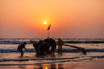Fishermen with catch in Goa - obrazy, fototapety, plakaty