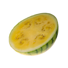 half of yellow watermelon isolated on white background