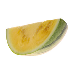 slice of yellow watermelon isolated on white background