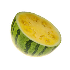 half of yellow watermelon isolated on white background