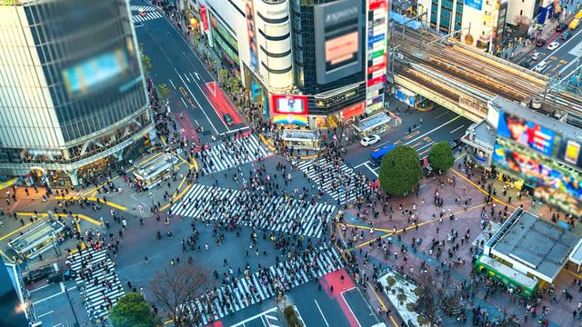 4K.Time lapse People in the streets of the modern city, Shibuya crossing of Tokyo, Japan 