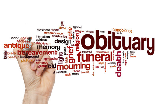 Obituary word cloud