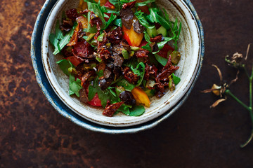 Fresh homemade healthy vegetable salad in a bowl top view
