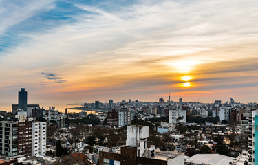 Fototapeta premium Sunset in Montevideo (the capital of Uruguay, South America)