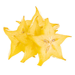 Fototapeta premium heap of slices of carambola isolated on white background