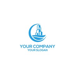 ocean building logo design vector