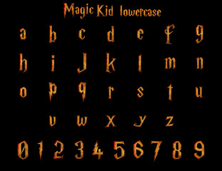 Magic Kid Fantasy Alphabet - 3D illustration - obrazy, fototapety, plakaty