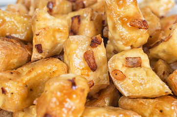 Chinese deep fried tofu cubes on , a favorite meal for vegetarians