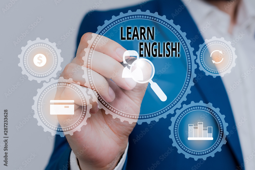 Poster handwriting text learn english. conceptual photo gain acquire knowledge in new language by study mal