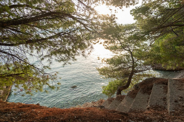 Stairway to the sea and cliffs.