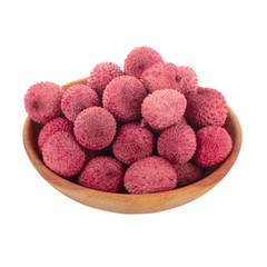 heap of lychees isolated on white background