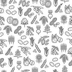 Agricultural commodities seamless pattern background and texture