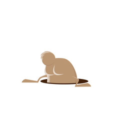 crazy cartoon rabbit looking in a hole