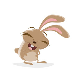 funny cartoon illustration of a laughing rabbit