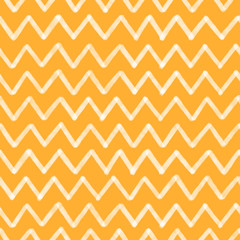 Abstract seamless pattern with white zigzag lines on orange background