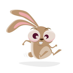funny cartoon illustration of a crazy rabbit hopping