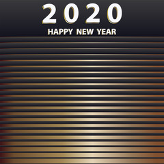 Black and gold linear background - vector. Congratulation 2020. Happy New Year. Merry Christmas.