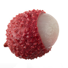 single lychee isolated on white background