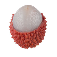 single lychee isolated on white background