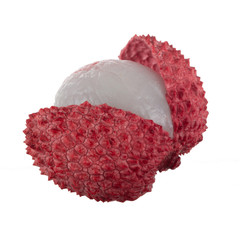 single lychee isolated on white background