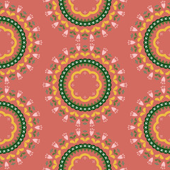 Folk floral mandala pattern. Ethnic ornament flower. Vectror illustration