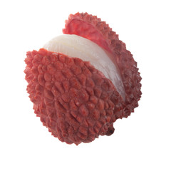 single lychee isolated on white background