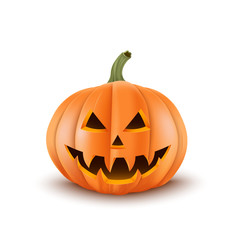 3d Realistic scary pumpkin. Isolated. For decoration. Halloween design. Vector illustration
