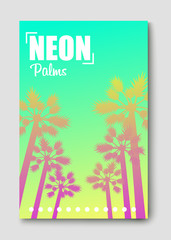 Abstract banner with palm. Neon gradient colorful. Vector illustration